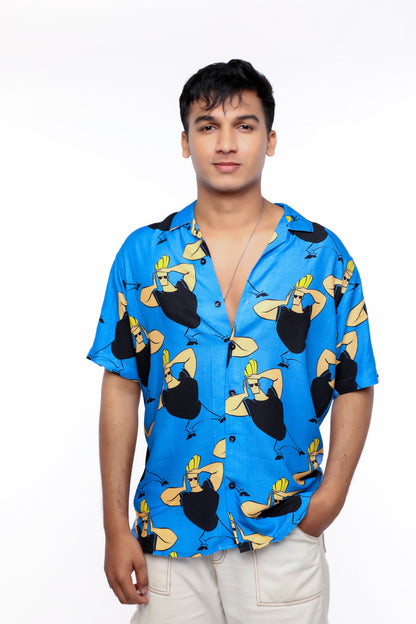 BLUE PRINTED OFFBEAT SHIRT