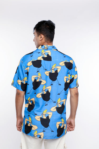 BLUE PRINTED OFFBEAT SHIRT