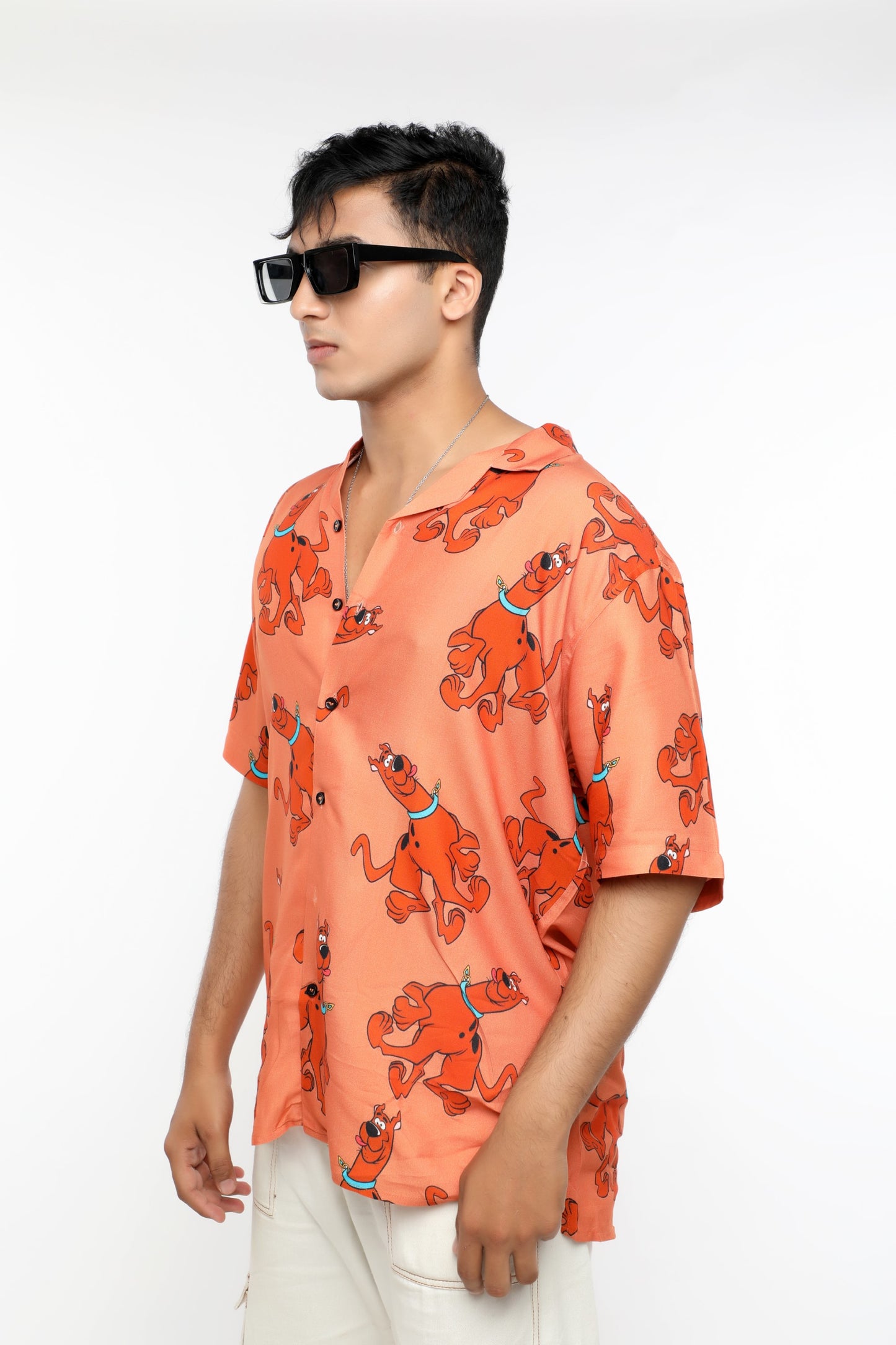 PRINTED BROWN OFFBEAT SHIRT