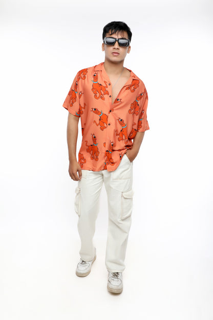 PRINTED BROWN OFFBEAT SHIRT