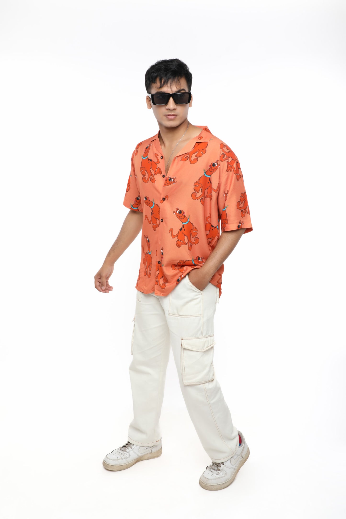 PRINTED BROWN OFFBEAT SHIRT