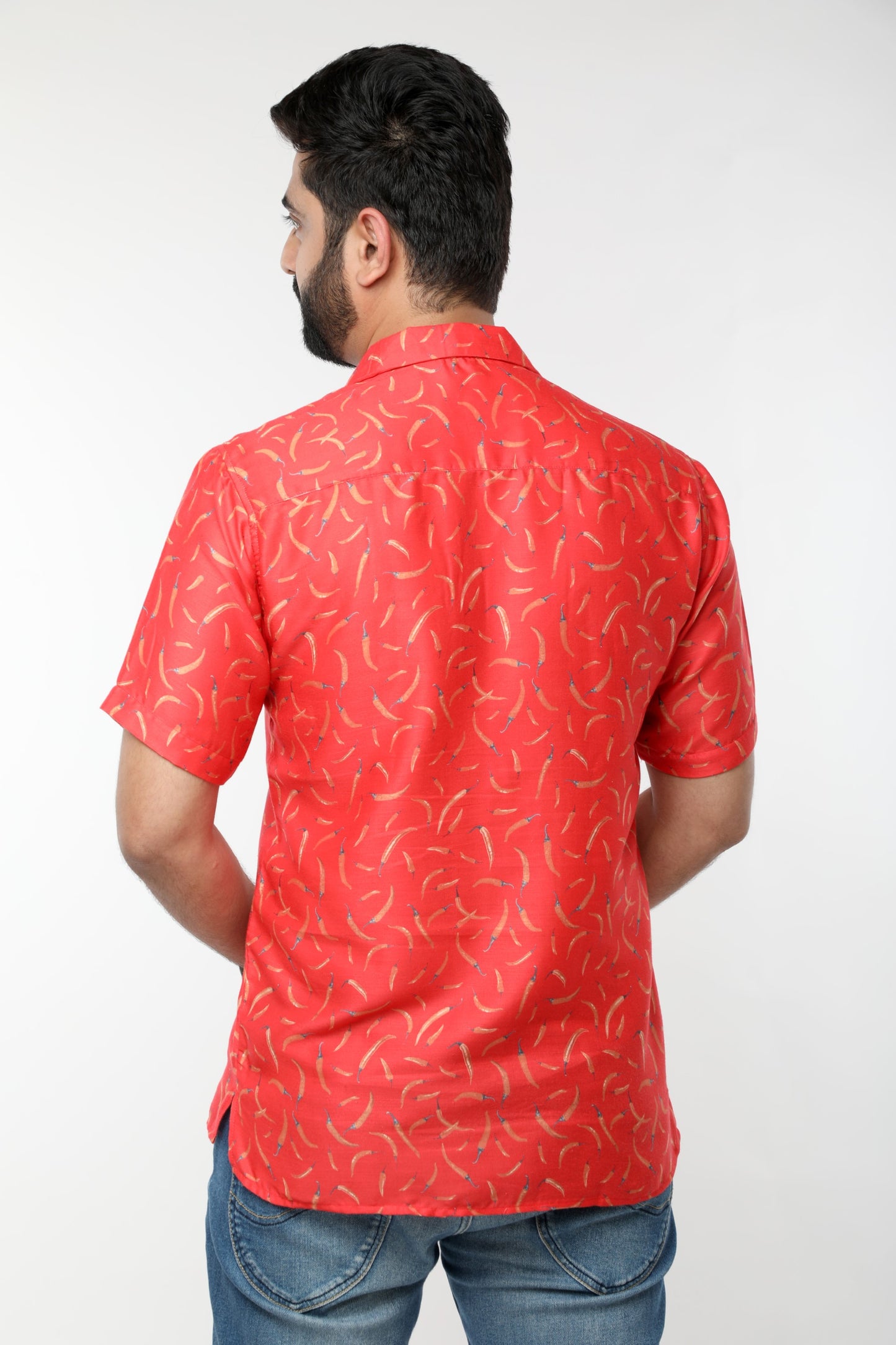 CHILLI PRINT RED GLAZE COTTON SHIRT