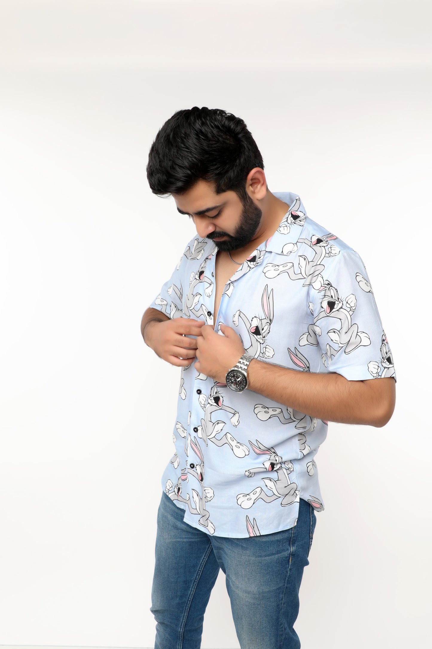 SKY BLUE OFFBEAT PRINTED SHIRT