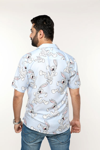 SKY BLUE OFFBEAT PRINTED SHIRT