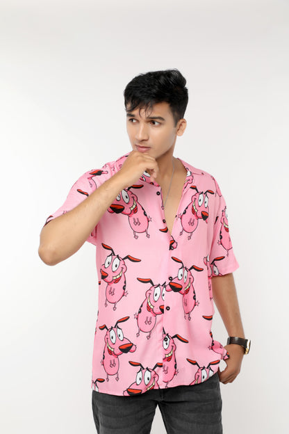 LIGHT PINK PRINTED OFFBEAT SHIRT