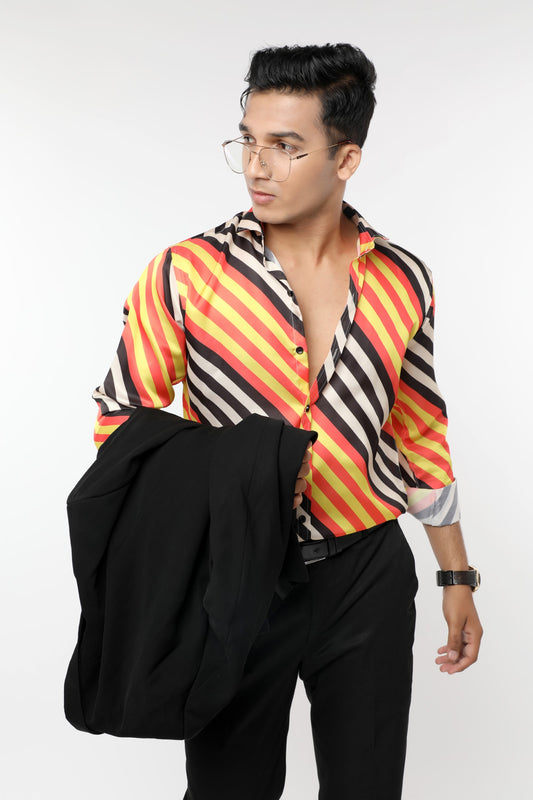 Striped full sleeves Premium Satin Shirt