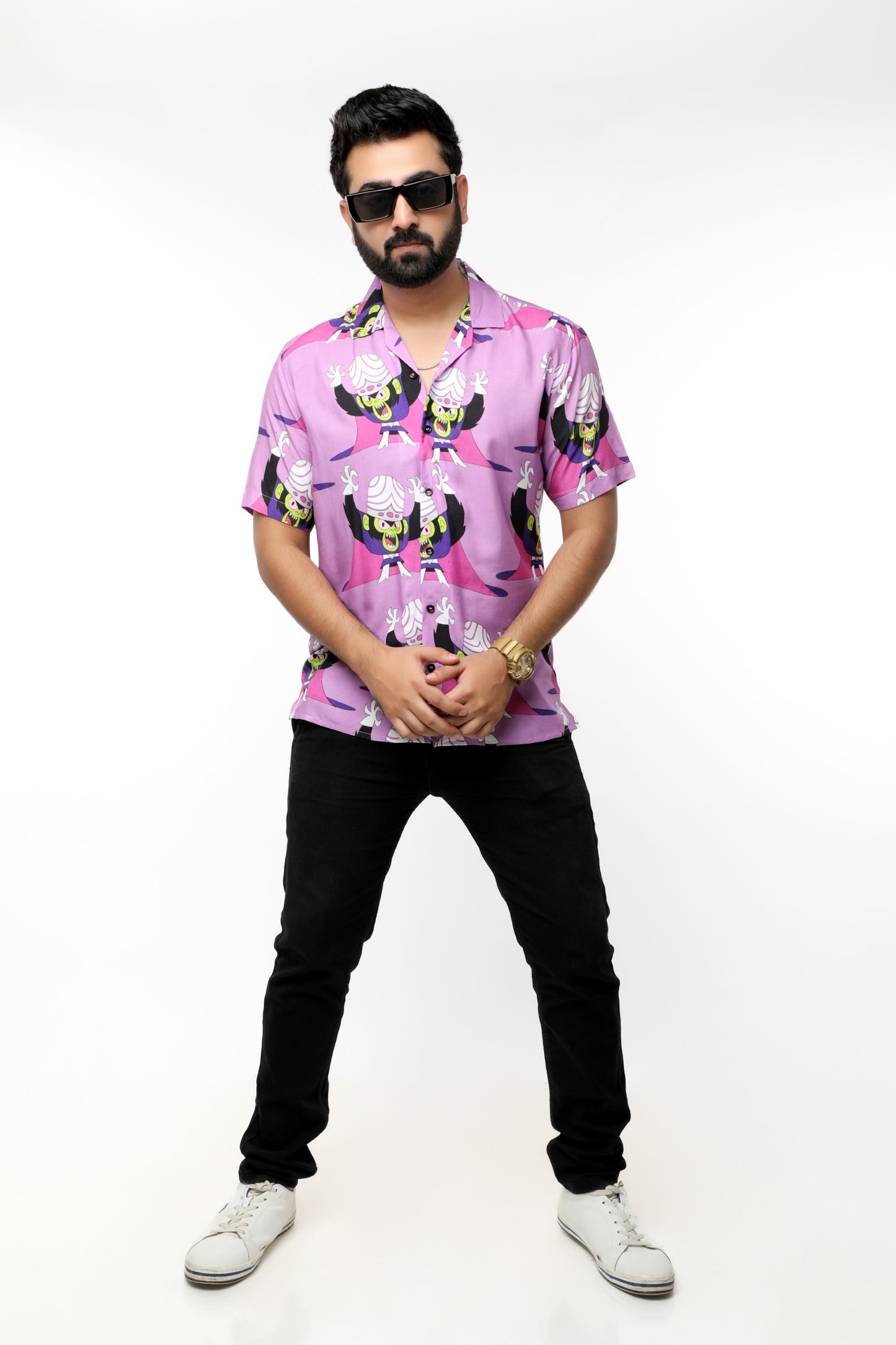 LAVENDER PRINTED OFFBEAT SHIRT