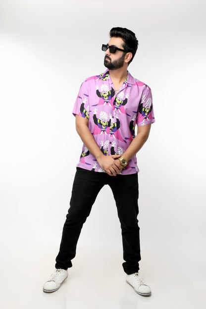 LAVENDER PRINTED OFFBEAT SHIRT