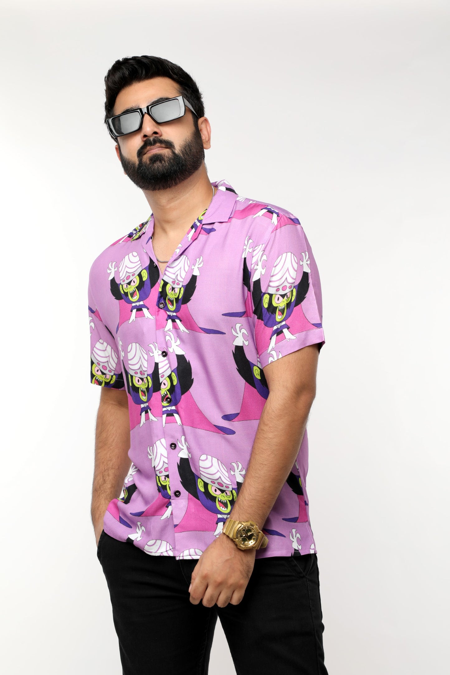 LAVENDER PRINTED OFFBEAT SHIRT