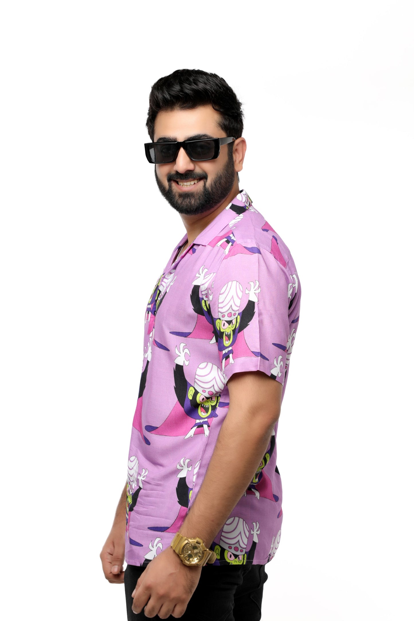 LAVENDER PRINTED OFFBEAT SHIRT