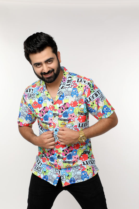 VIBRANT MULTICOLOURED PRINTED SHIRT