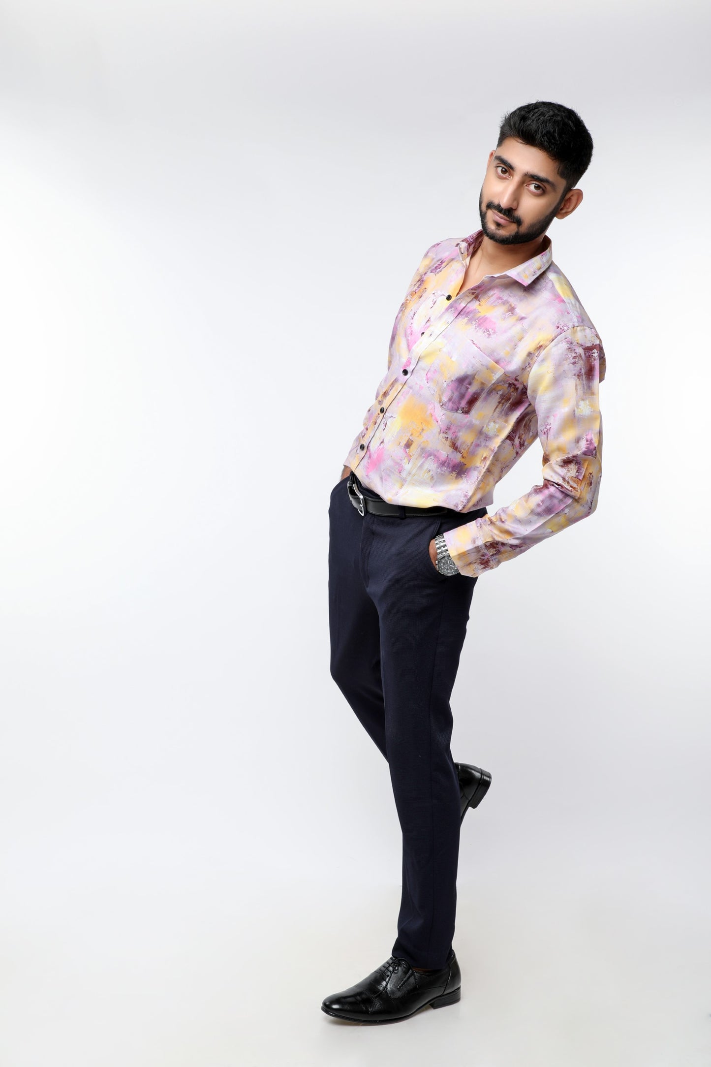 Printed Poly-Linen full sleeves Shirt