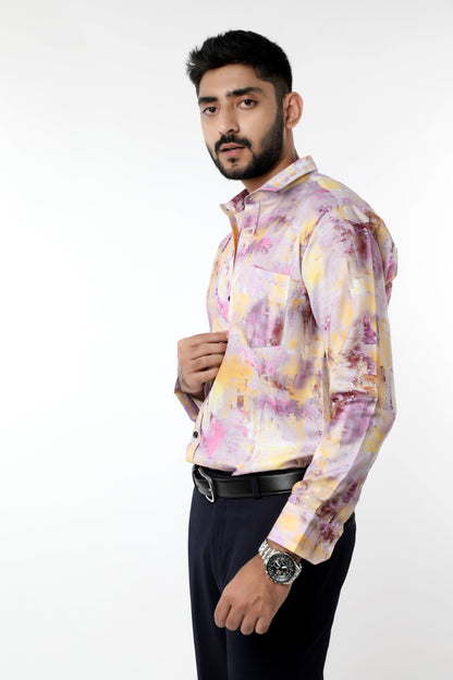 Printed Poly-Linen full sleeves Shirt