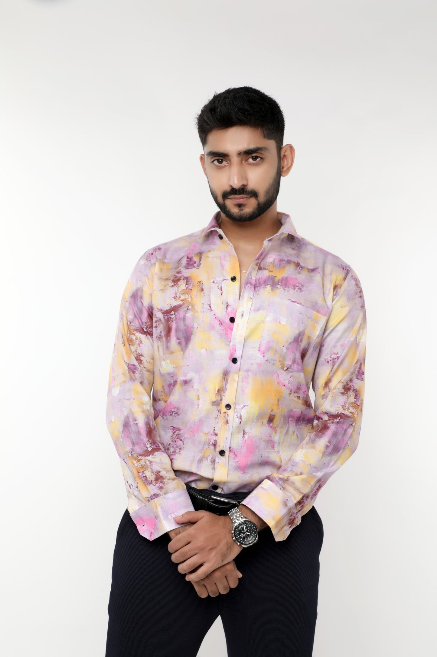 Printed Poly-Linen full sleeves Shirt