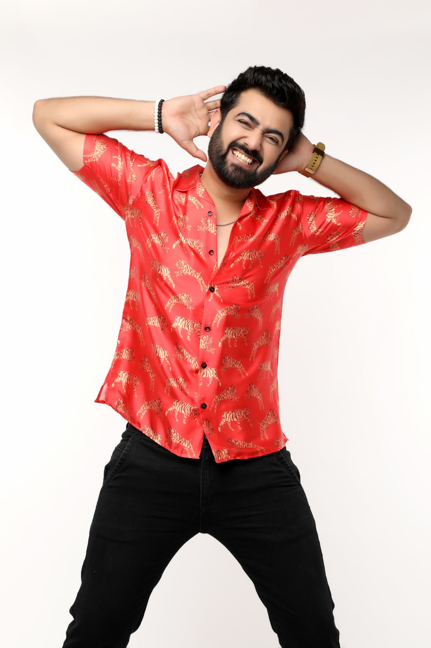 SATIN TIGER PRINTED SHIRT