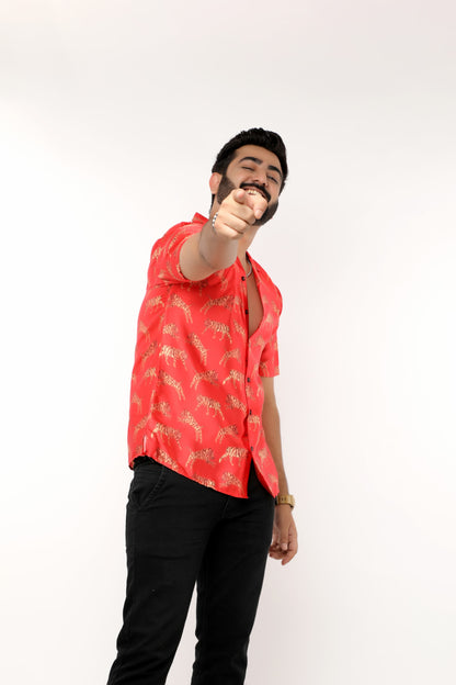 SATIN TIGER PRINTED SHIRT