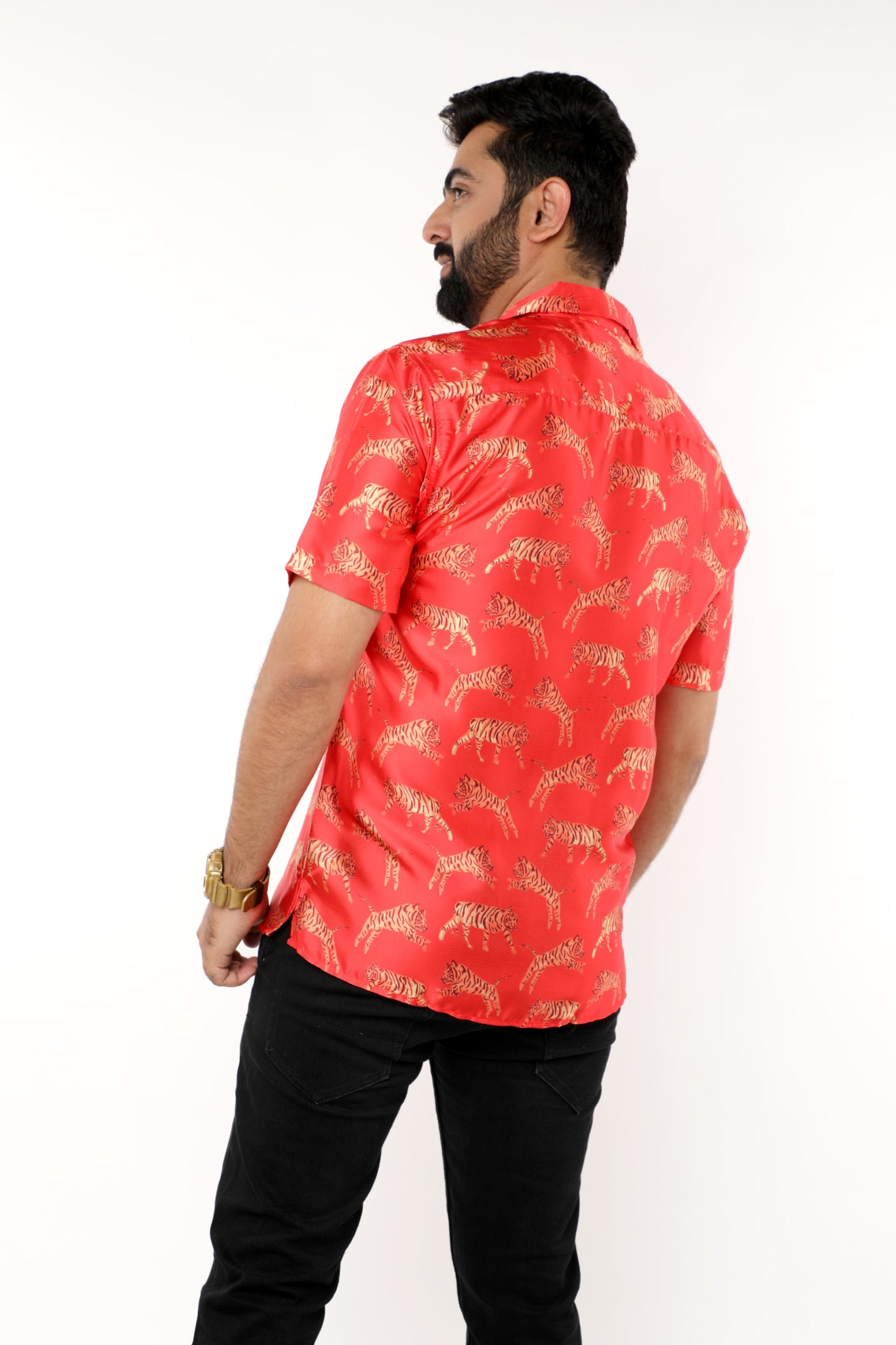 SATIN TIGER PRINTED SHIRT