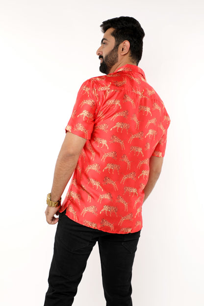 SATIN TIGER PRINTED SHIRT